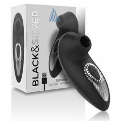BLACK&SILVER - DRAKE DELUXE SUCKING VIBE RICARICABILE IN SILICONE NERO - C.farma&beauty 