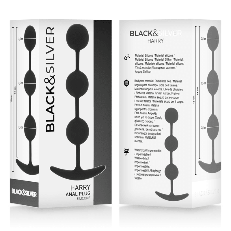 Black&Silver - Rosario Anale Harry con 3 Sfere in Silicone da 14 cm: Sperimenta il Piacere a Ogni Passo